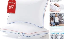 Pillows Queen Size Set of 2, Fluffy Bed Queen (Pack of 2) Navy Blue/Rose Red