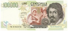 100000 LIRE BANCA D ITALIA CARAVAGGIO II TIPO LETTERA A 12/05/1994 FDS-/FDS