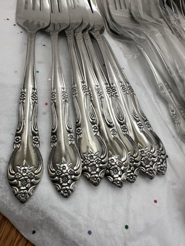 Vintage Korea Rogers Co. DREAM ROSE / ROSE BUD Stainless Flatware Lot Of 50 PCS - Picture 17 of 24