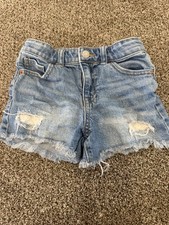 Cat  Jack Girls Blue Distressed Denim Cut-Off Shorts S 6/6X Stretch Pockets