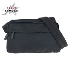 Good condition PRADA tessuto triangular logo plate black silver hardware nylon s