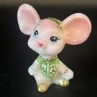 Fenton Glass Hand Painted Rosalene Mouse Figurine Signed J. Powell