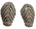 Antique White Rhinestone Dress Clips Pair of 2 Art Deco Accessories