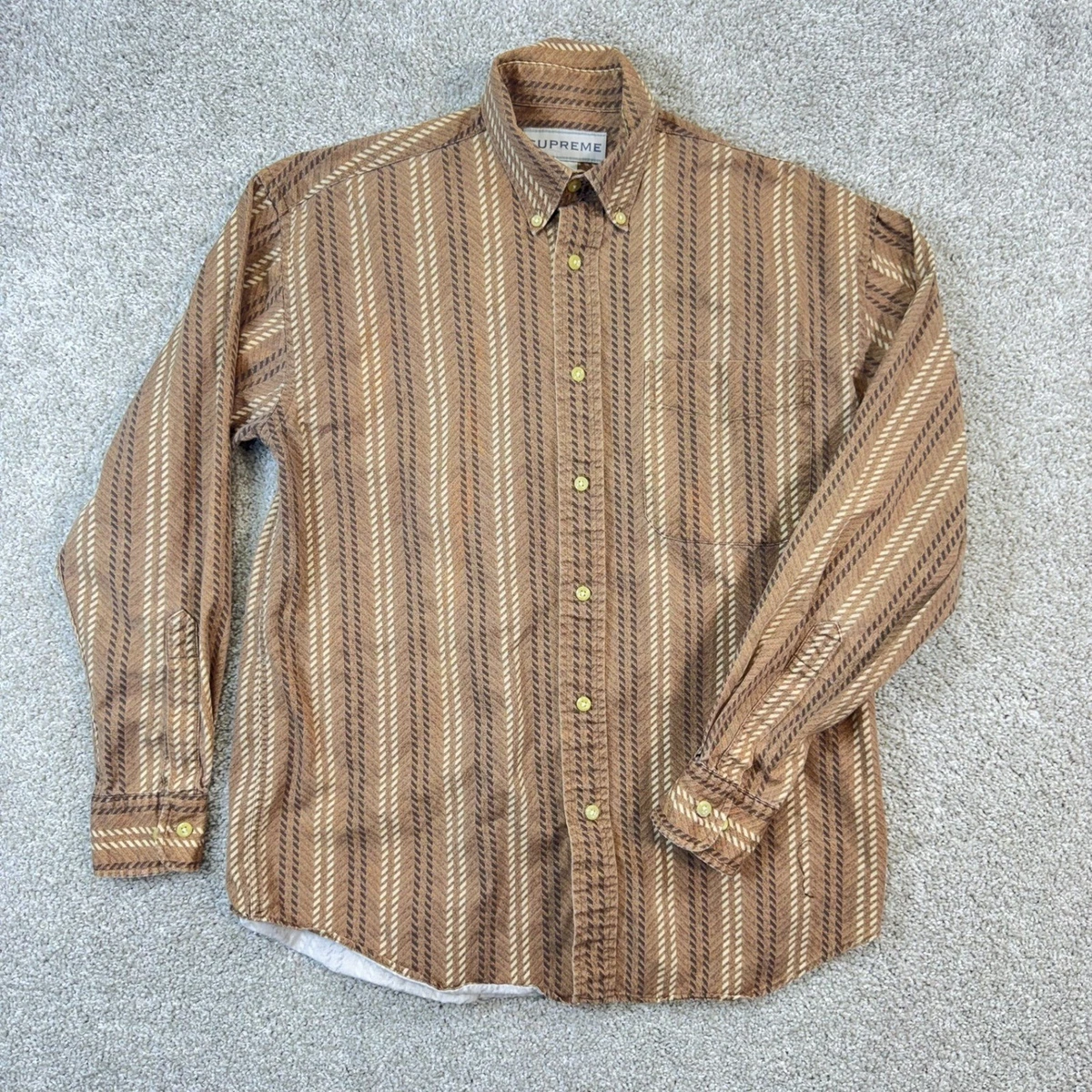 Supreme Long Sleeve Striped Casual Button-Down Shirts for Men for