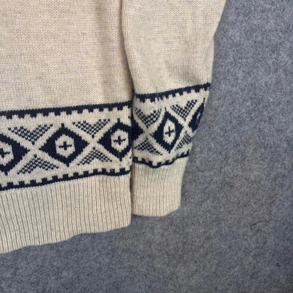 J.Crew Sweater Mens Medium Cream Wool Blend Fair Isle Nordic Knit Pullover - Image 4 of 4