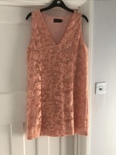 Pretty Little Thing Nice Peach Lace Lined Dress Size 10 Worn Once