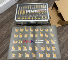 MNA 35-Piece Metal Router Bit Set for Cutting w/ Carrying Case, Gold/Silver