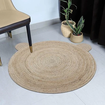 Jute Teppich Handgeflochten Rund Naturfaser Teppich Schlafzimmerbereich Wohn ... - Bild 1 von 4