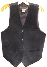 Vintage Don't Stop Classics Suede Leather Vest Size Large Black Cowboy Western
