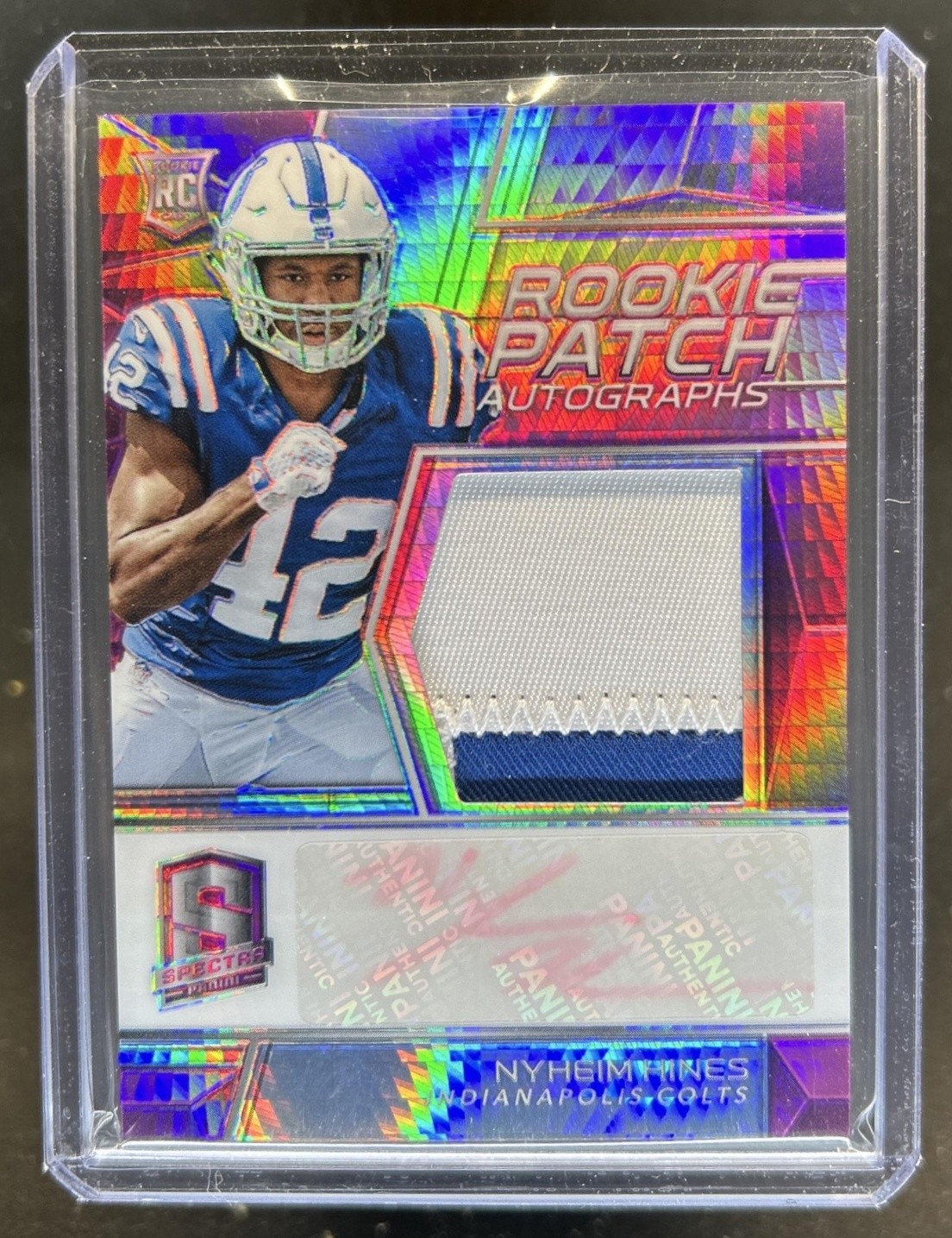 Nyheim Hines Panini Spectra #226 Patch Autograph-Neon Pink
