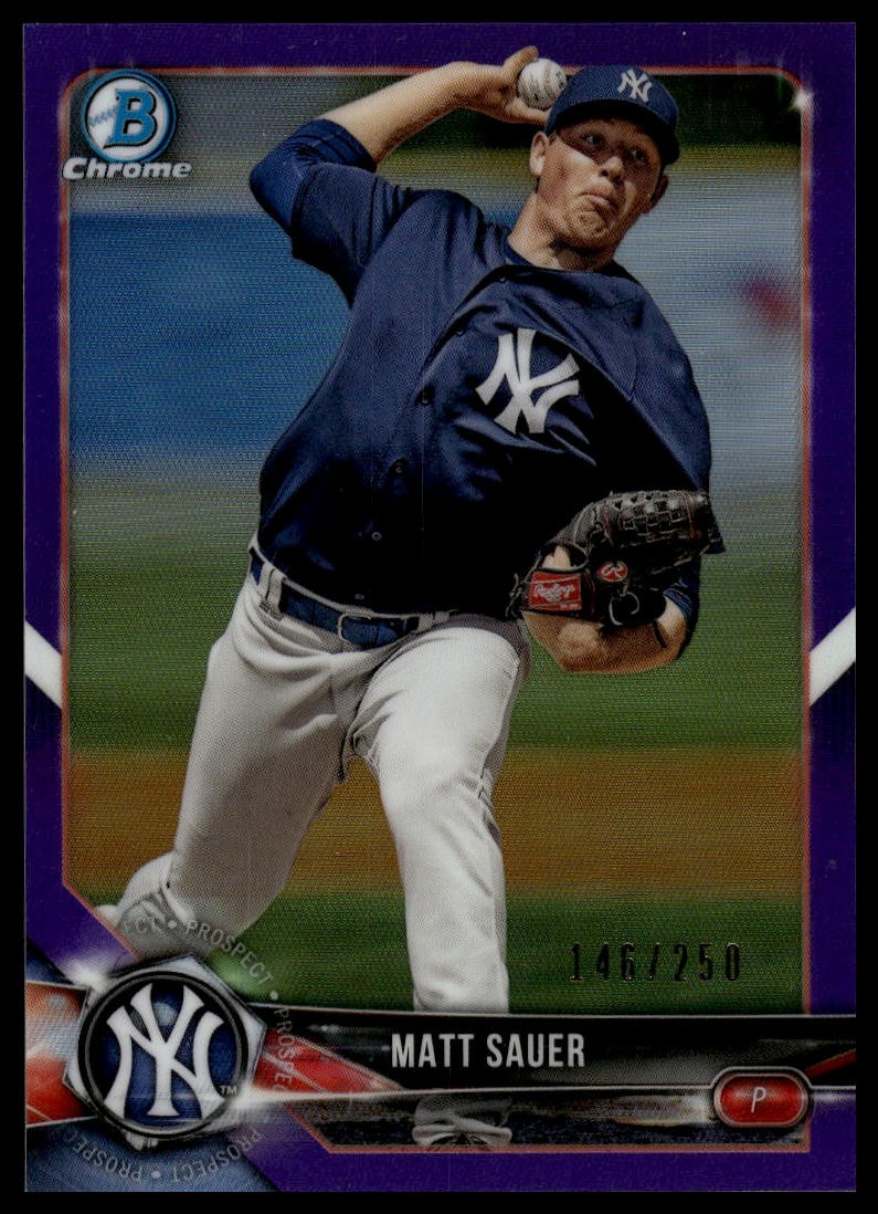 2018 Bowman Draft #BDC-184 Matt Sauer Chrome Purple Refractor #/250
