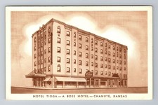 Chanute KS-Kansas, Hotel Tioga, Advertisement, Antique Vintage Souvenir Postcard