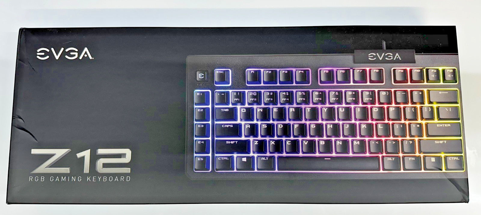 EVGA Z12 RGB Gaming Keyboard RGB Backlit LED 5 Programmable Macro Keys NEW