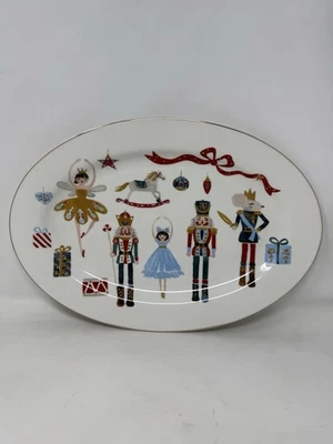 Grace Teaware Christmas Tree Nutcracker Ballet Gold Trim 13.75" Platter holiday