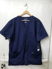 Scrubs Cherokee Workwear Men V Neck Top WW695 NAV Navy Blue Size M NWT