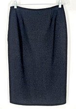 Celine Finition Main women's 42/8 Pencil Midi Skirt Black Wool Blend Career zip