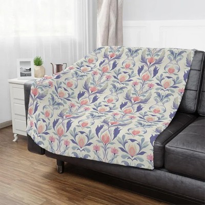 Vintage Floral Microfiber Blanket Artistic Cozy Home Style