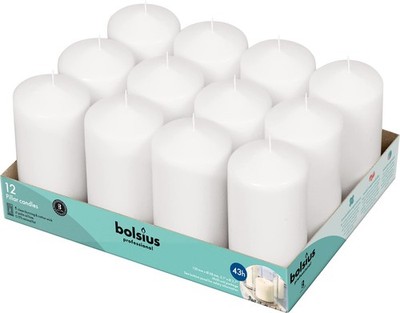 BOLSIUS 12 White Pillar Candles - 2.7 x 5 Inches x 5 Inches, 