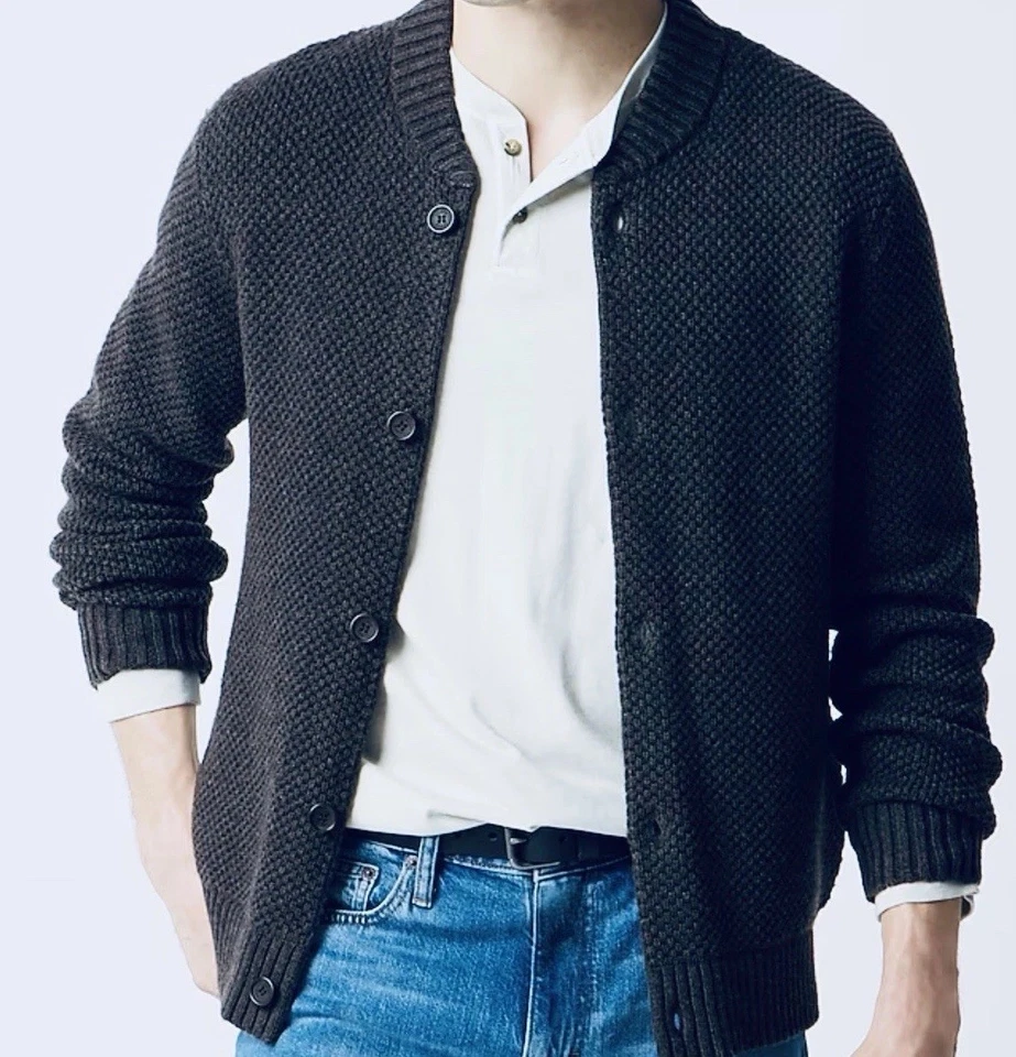 J. Crew Men’s Supersoft Lambswool-blend Bomber Sweater-jacket Size Small - Image 3 of 4