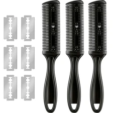 3 Pcs Haircut Razor Comb Hair Cutting Comb with 12 Replacement Blades Double Edg