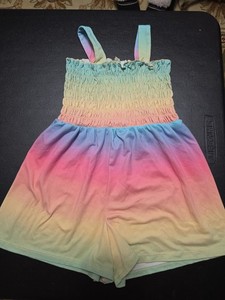 Girls Sz 4-5 One Piece Rainbow Romper