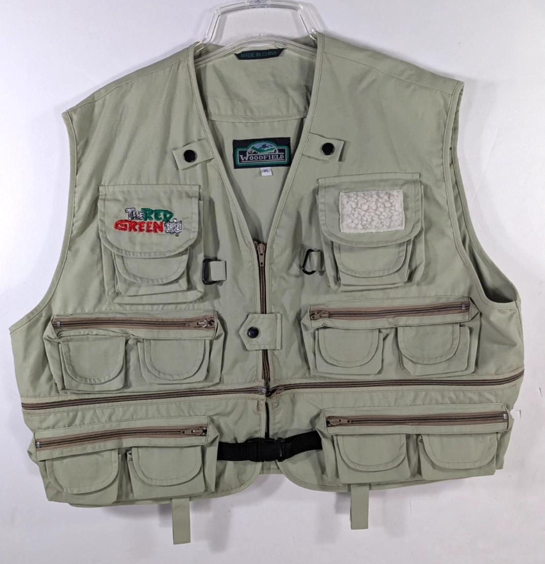 Vintage The Red Green/Possum Lodge Fishing Vest Men's Woodfield XL Khaki/Sage