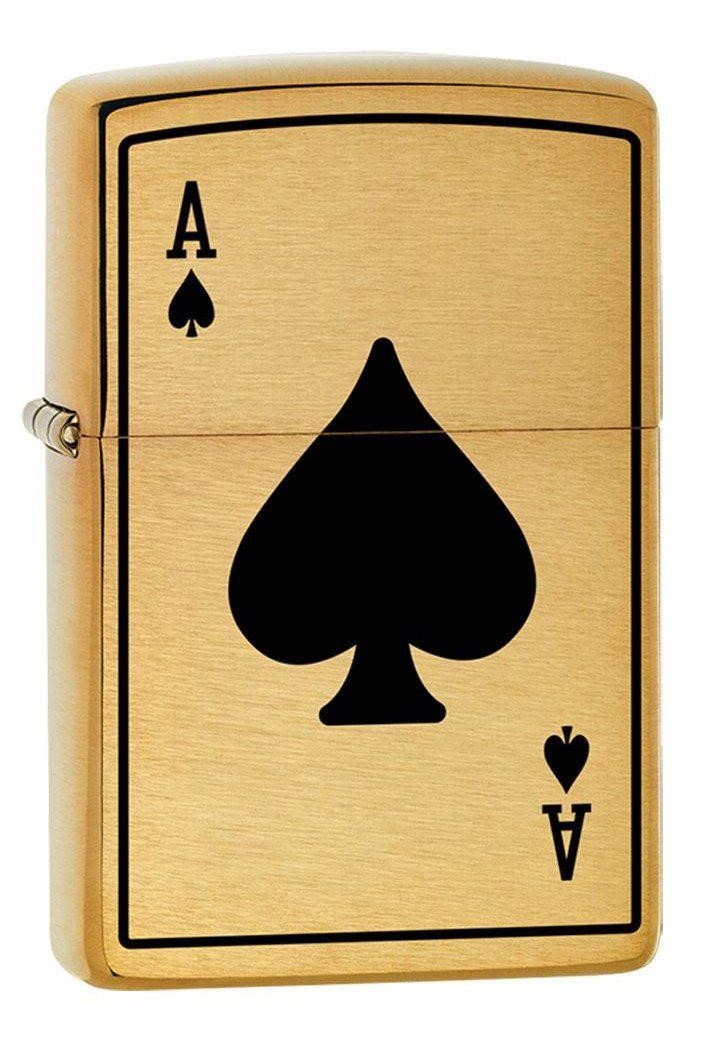 Zippo Ace of Spades Lighter, Brushed Brass NEW IN BOX