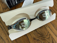 ARENA Python Mirror Adult Racing Swim Goggles - Gold/White/Black Mirrored Lens