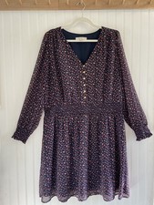 Loft Ladybug Dress Long Sleeve Knee Length Pullover Navy Red Sheer Lined XLT