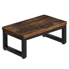 Rustic Brown Wooden Bedside 7 Inch Tall Step Stool 400 LBS Adult Heavy Duty