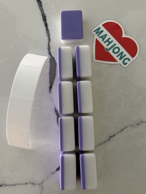 9 Hobby Lobby Purple/White Mahjong Stickered Tiles - Blanks + 4 Extra Stickers
