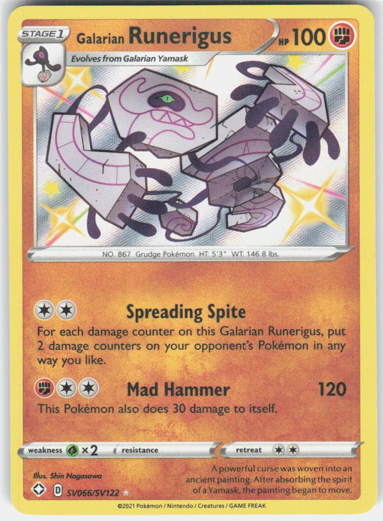 Galarian Runerigus SV066/SV122 Shining Fates Shiny Vault Pokemon Holo NM