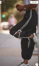 Anthropologie The Bowline Parachute Pants by Daily Practice NWOT Black White