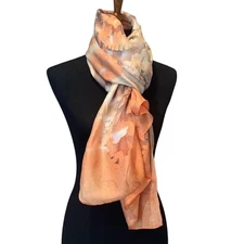 New Long Sheer Peach White Tan Watercolor Lightweight Fashion Scarf Wedding Wrap