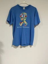 Unisex Gildan Ultra Cotton Medium Blue T Shirt Graphic Autism Awareness