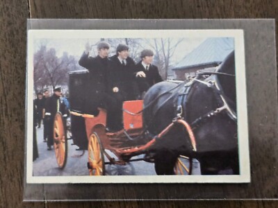 1965 BEATLES A. & B. C. CHEWING GUM CARD #1 RINGO PAUL JOHN HORSE CARRIAGE 