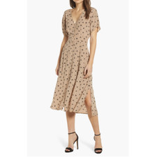 ASTR The Label Dolman Sleeve Button Down Floral Midi Dress SZ Small | Beige