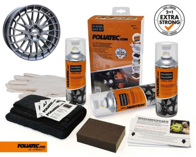 FOLIATEC 3 x 400ml Felgen Spray 2K Lack Set Gunmetal metallic Lackspray  Farbe