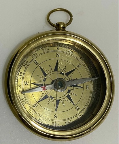 Vintage Beautiful Stanley London Brass Pocket Compass - 第 1/6 張圖片