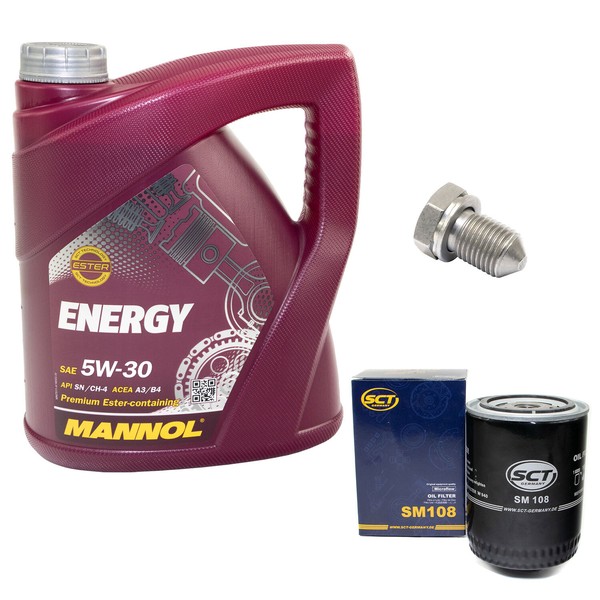 MotoröL ÖLfilter SM108 5W30 4Liter + ÖLablassschraube FüR Audi Seat Skoda VW-image