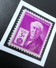 Thomas Edison 1947 Framed Postage Stamp Art 4x4 USA #945
