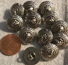12 Shiny Silver Tone PLASTIC Domed Shank Buttons 9/16" Almost 15MM Lot # 3718