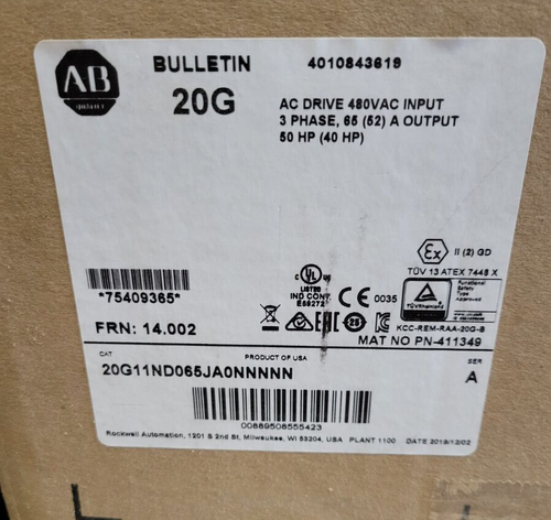 NEW~ Allen Bradley 20G11ND065JA0NNNNN PowerFlex Air Cooled 755 AC Drive