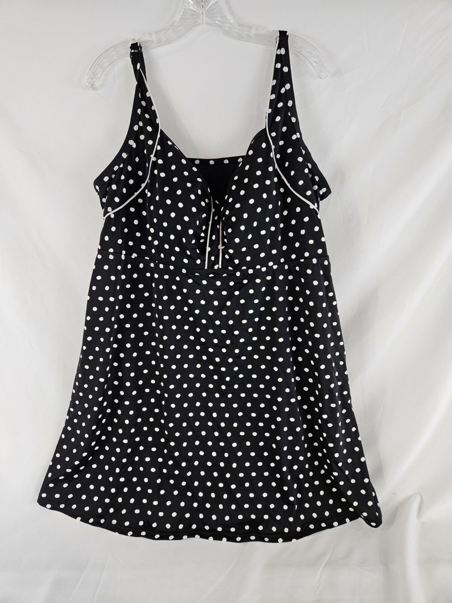 SWIMSUITS FOR ALL SWIM 365 RETRO SWIM DRESS BLACK POLKA DOT WOMEN'S PLUS  SIZE 26 | eBay