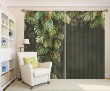 3D Green Leaves ZHUA3353 Photo Curtain Window Blockout Fabric Amy 2023