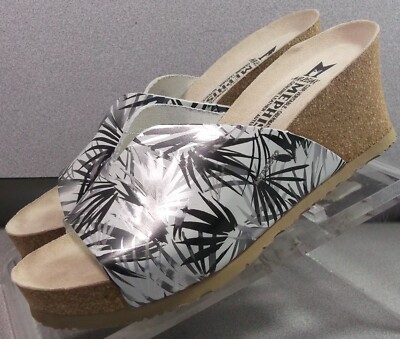 LISANE LMMSSA60 WOMENS SHOE 7 M (EURO 37) BLACK & WHITE LEATHER MULE BY MEPHISTO