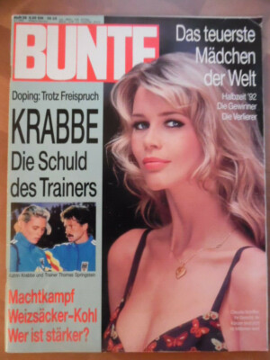 BUNTE 28 - 2.7. 1992 Claudia Schiffer Katrin Krabbe Matthäus Soraya Berti Vogts