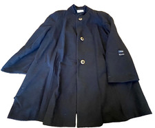 New Vintage Charles Klein Woman Black 100% Wool Trench Overcoat Xl Free Shipping