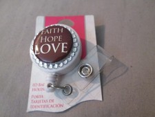 FAITH, HOPE, LOVE RETRACTABLE BADGE HOLDER