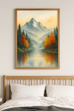 Digital Wall Art – Watercolor Mountain Misty Forest Abstract Modern Decor